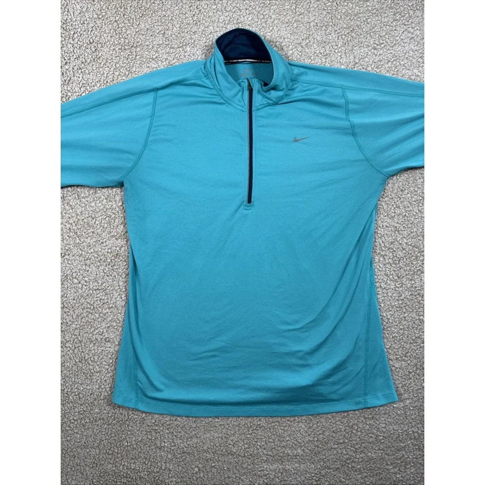 Nike Element 1/4 Zip Running Top Mens XL Aqua Blue Dri-Fit 684523-301